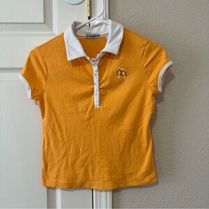 Christie Brooks Y2K Orange Polo Tee with Flip Flop Embroidery Kids Size Large